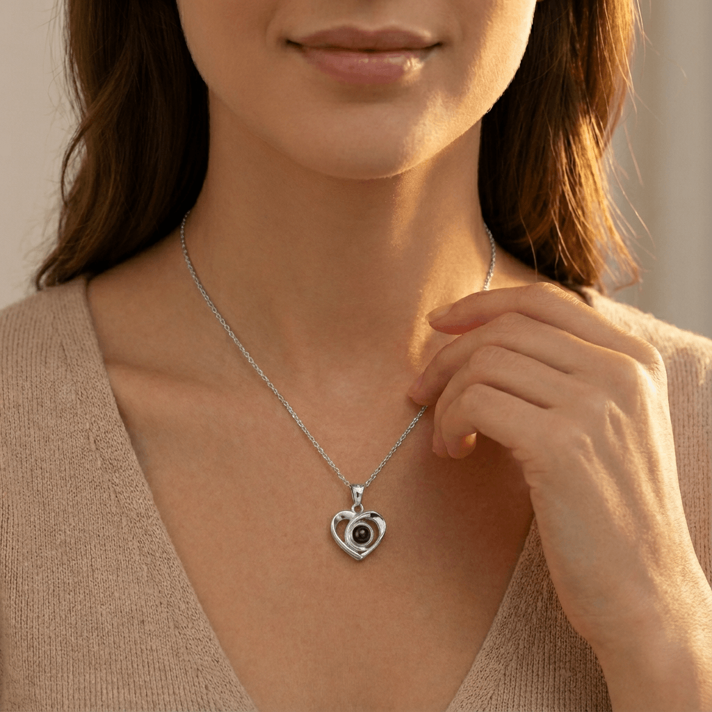 Personalized Photo Projection Necklace — 925 Silver / Rose Gold - Image 4
