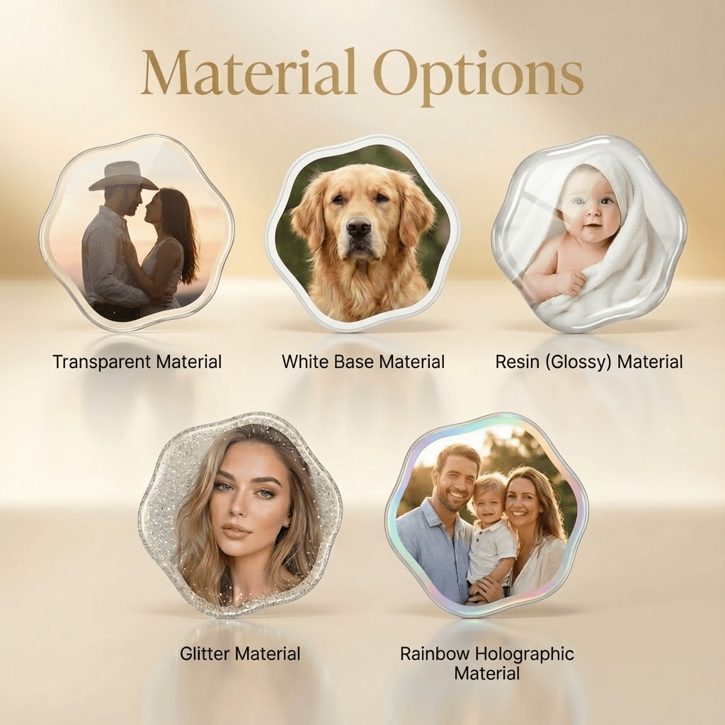 Custom Photo Phone Grip – Irregular & Round Shapes | 5 Premium Materials | 6 Airbag Bases | Personalized Pop Grip for Phones - Image 2