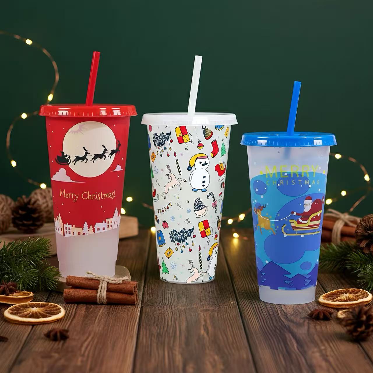 Reusable Color Changing Tumblers with Lids & Straws, 24oz BPA-Free Plastic Cups for Iced Coffee, Water & Smoothies, Cold Sensitive Color-Changing Cups, Multiple Styles Available - Image 1