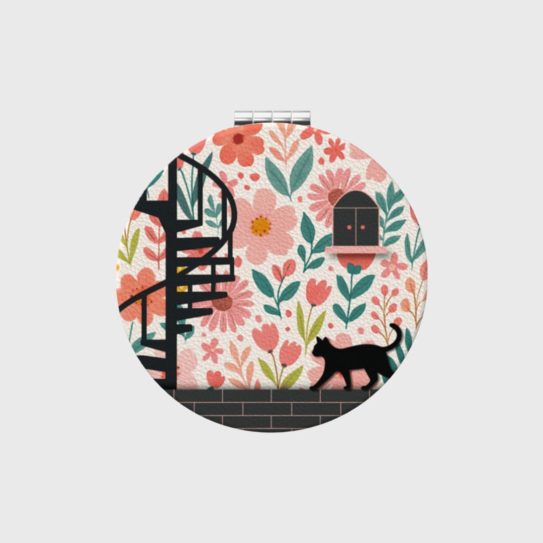 Custom Portable Pocket Makeup Mirror – Personalized PU Compact Mirror (Round/Heart/Square) - 1