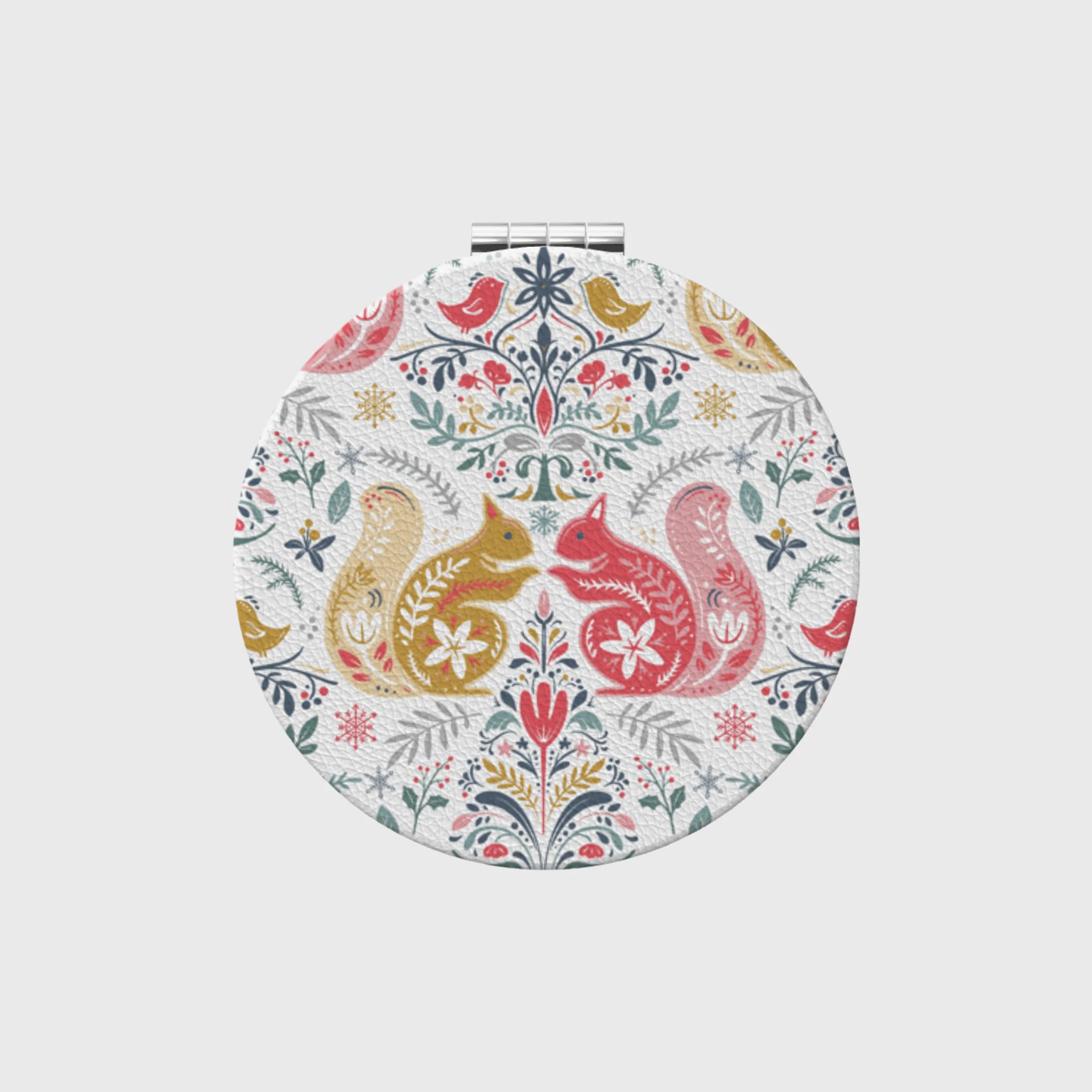 Custom Portable Pocket Makeup Mirror – Personalized PU Compact Mirror (Round/Heart/Square)