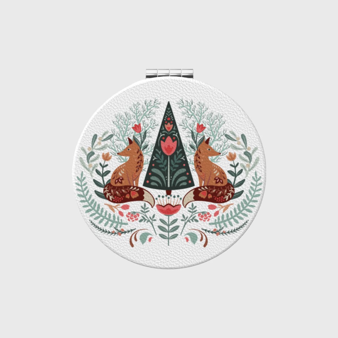 Custom Portable Pocket Makeup Mirror – Personalized PU Compact Mirror (Round/Heart/Square) - 1