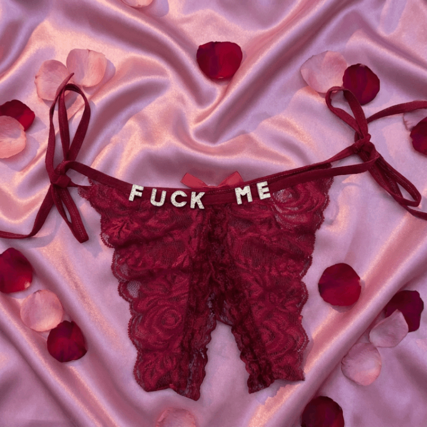 Personalized Crystal Letter Lace Thong – Custom Name Open-Crotch Lingerie - Image 7