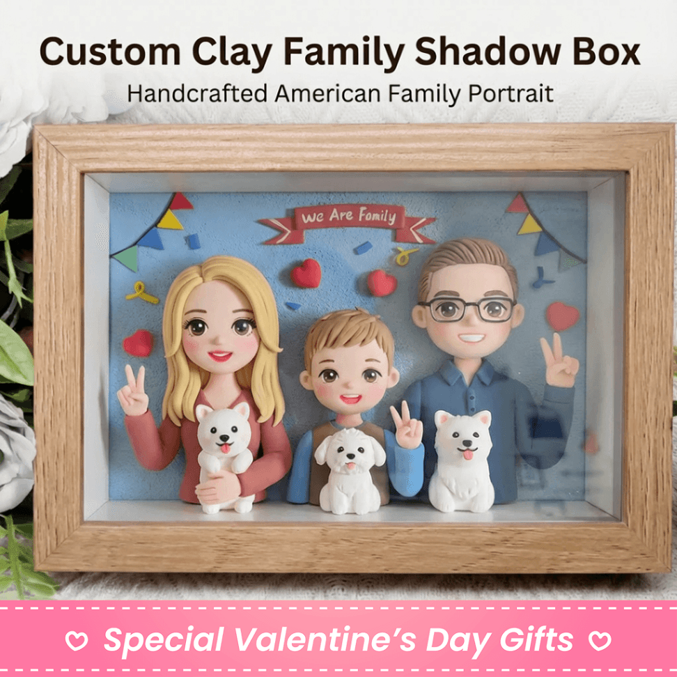 Custom Handmade Chibi Clay Figurine from Photo – Personalized Anniversary & Wedding Gift in Dustproof Frame - 1