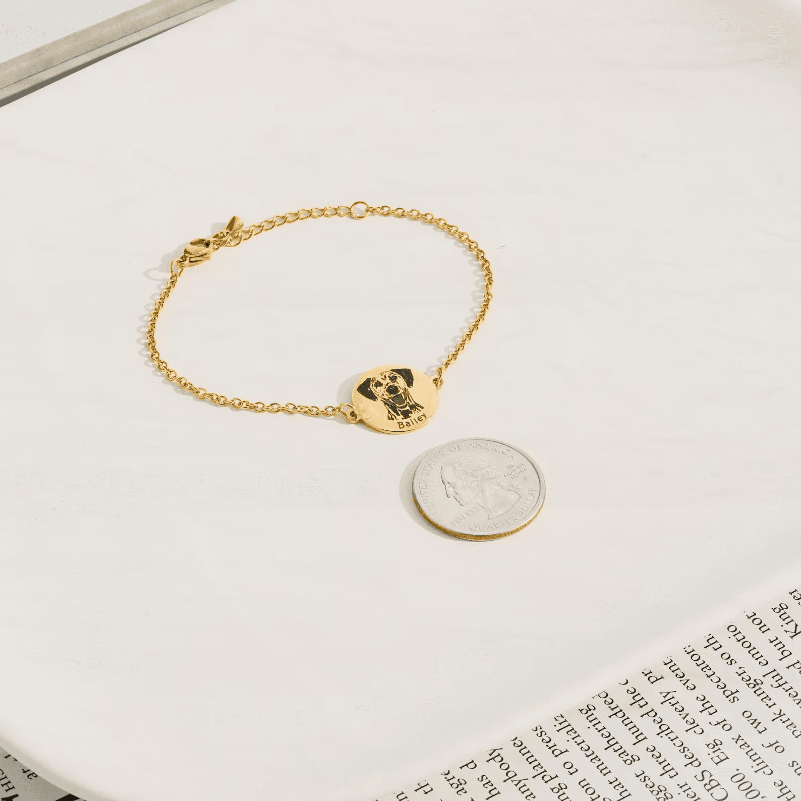 Custom Pet Portrait Charm Bracelet by CaitlynMinimalist • Custom Engraved Bracelet • Cat Lover Gift • Personalized Christmas Gifts - Image 3