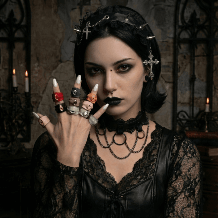 Handmade Eco-Friendly Tanned Leather Eyeball Ring – Purely Handcrafted with Vertical Eye Design, Customizable with Interchangeable Pupil Colors - Image 3