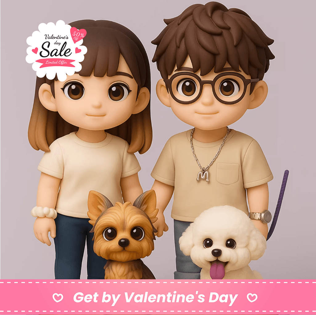 Custom 3D Cartoon Figurine from Photo Handmade Q-Style Clay Doll Personalized Gift - Image 1