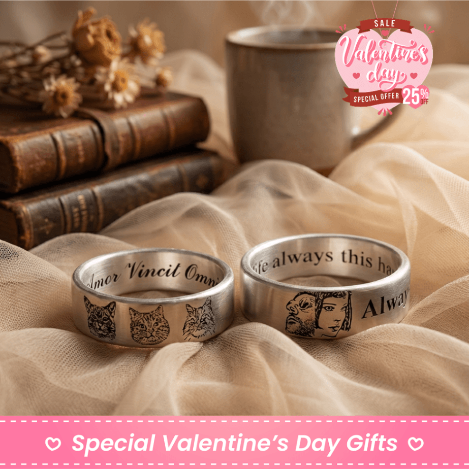 Custom Portrait Ring in 999 Sterling Silver – Personalized Pet & Family Photo Engraved Ring - Image 1