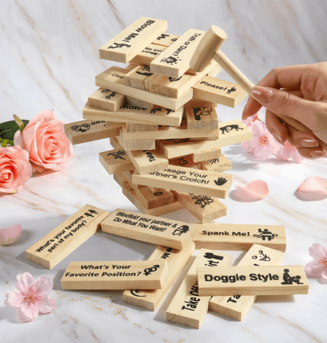 Personalized Block Tower Game for Couples - 1