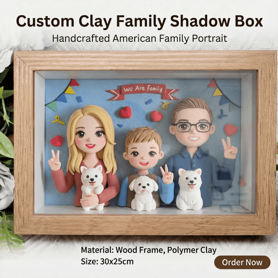 Custom Handmade Chibi Clay Figurine from Photo – Personalized Anniversary & Wedding Gift in Dustproof Frame - Image 2