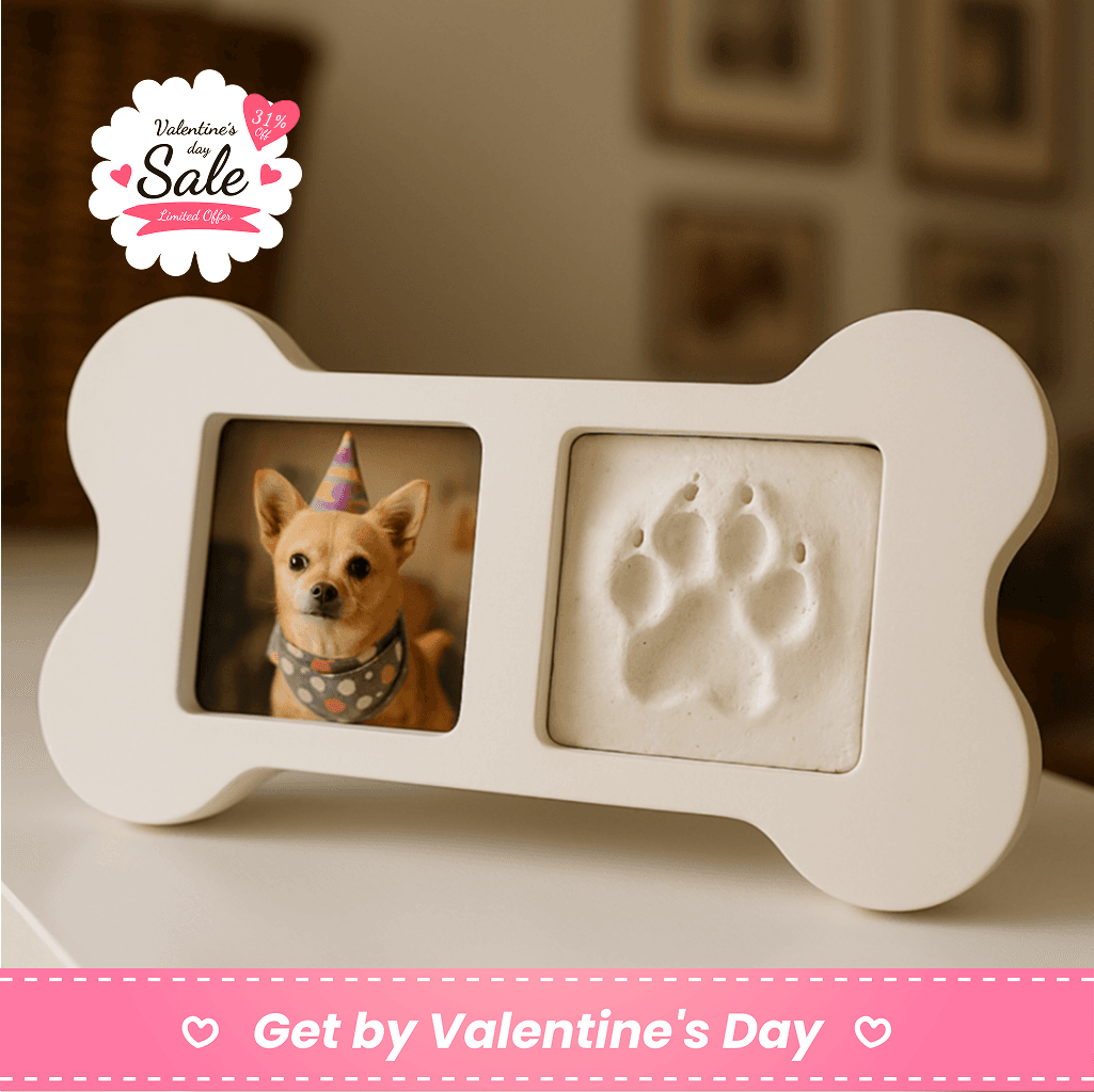 Pet Paw Print Keepsake Frame – DIY Dog Paw Print Memory Frame with Photo Display - Image 1