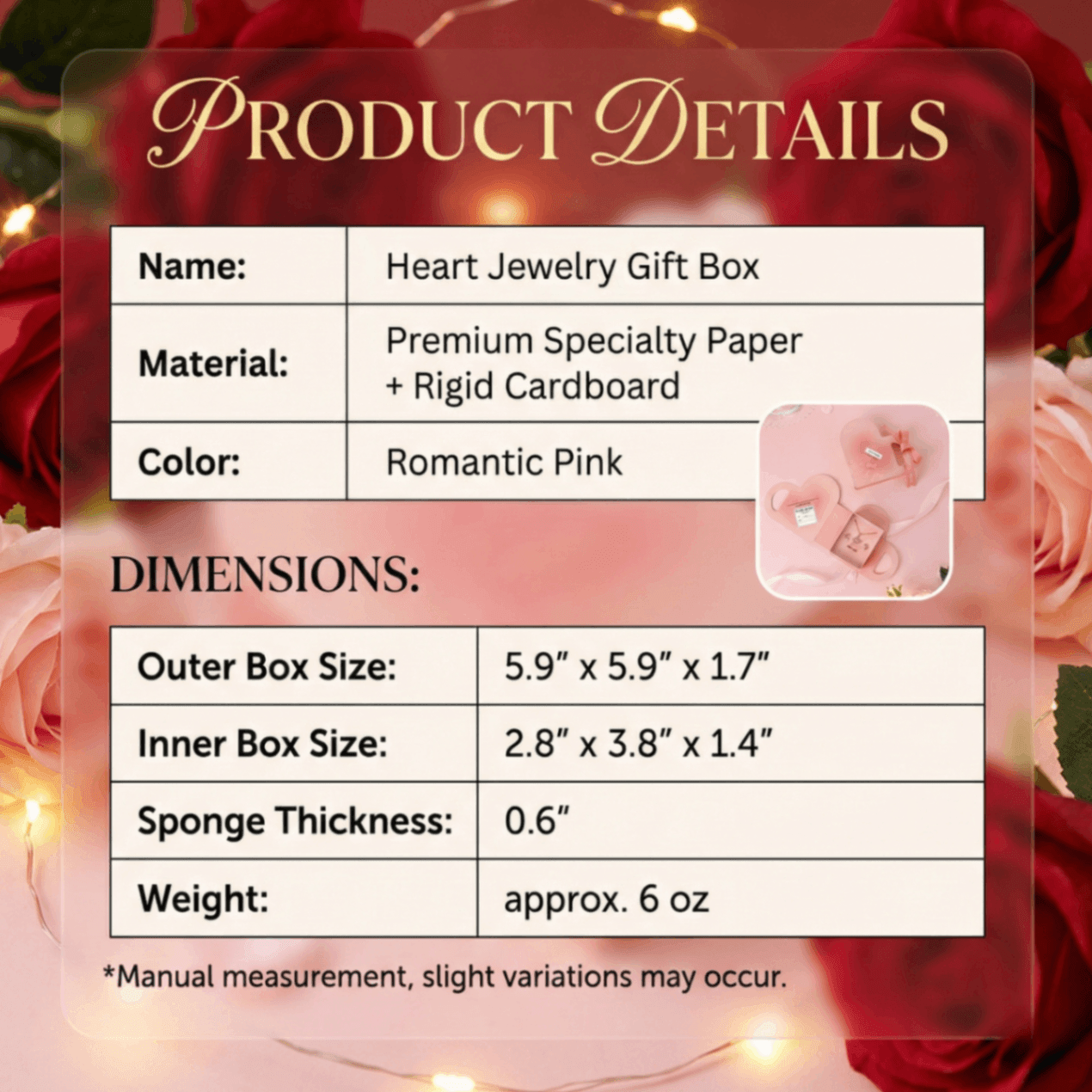 Heart-Shaped Jewelry Gift Box with Ribbon – Premium Packaging for Necklaces, Rings & Bracelets - Image 6
