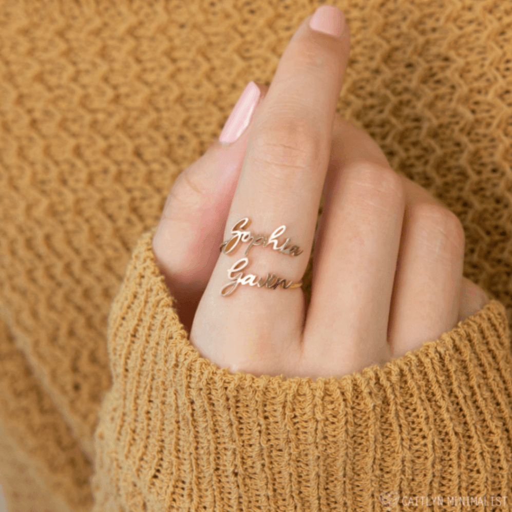 Personalized Name Ring – Custom Letter Ring in Titanium Steel - Image 2