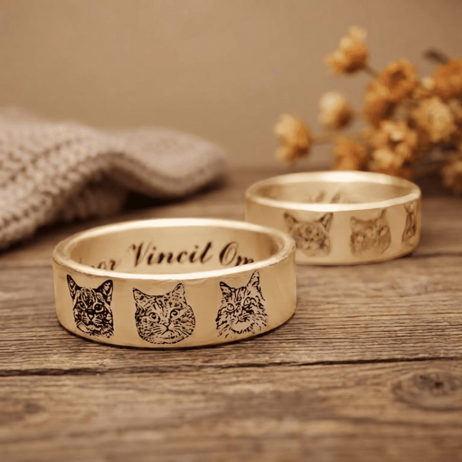 Custom Portrait Ring in 999 Sterling Silver – Personalized Pet & Family Photo Engraved Ring - Image 4