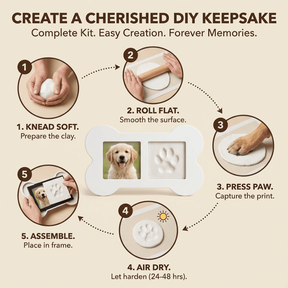 Pet Paw Print Keepsake Frame – DIY Dog Paw Print Memory Frame with Photo Display - Image 5