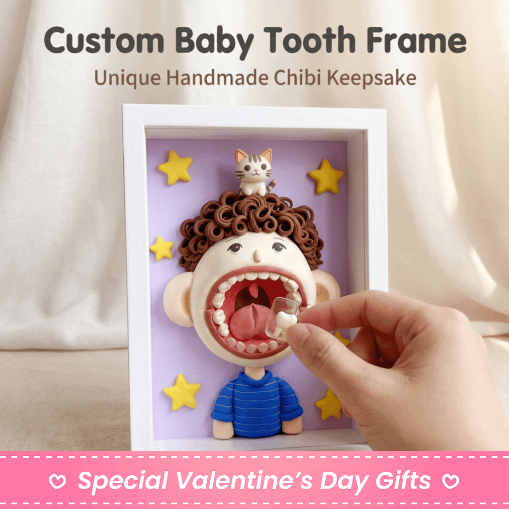 Custom Handmade Chibi Clay Tooth Fairy Frame Personalized Baby Keepsake Gift - 1