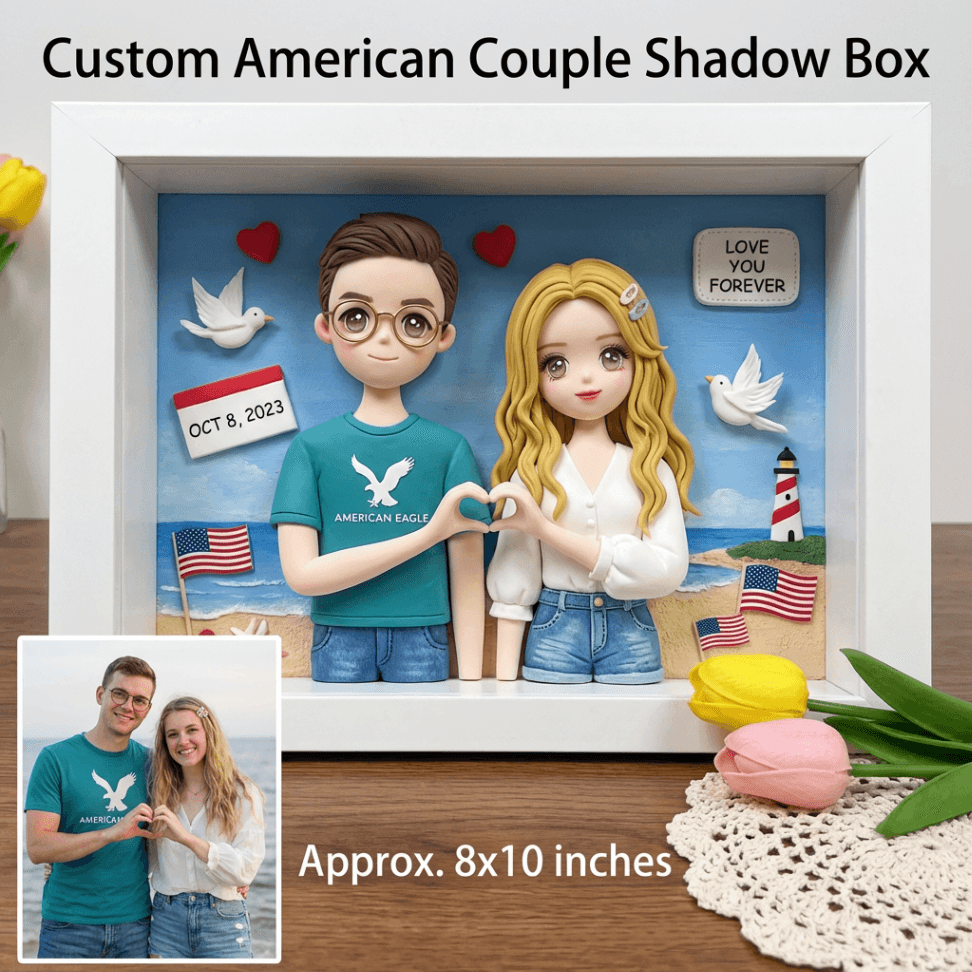 Custom Handmade Chibi Clay Figurine from Photo – Personalized Anniversary & Wedding Gift in Dustproof Frame - Image 3