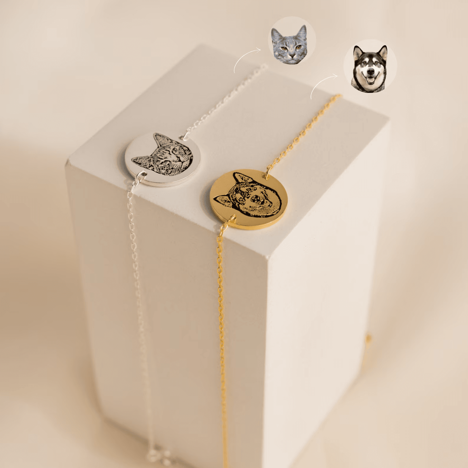 Custom Pet Portrait Charm Bracelet by CaitlynMinimalist • Custom Engraved Bracelet • Cat Lover Gift • Personalized Christmas Gifts - Image 1