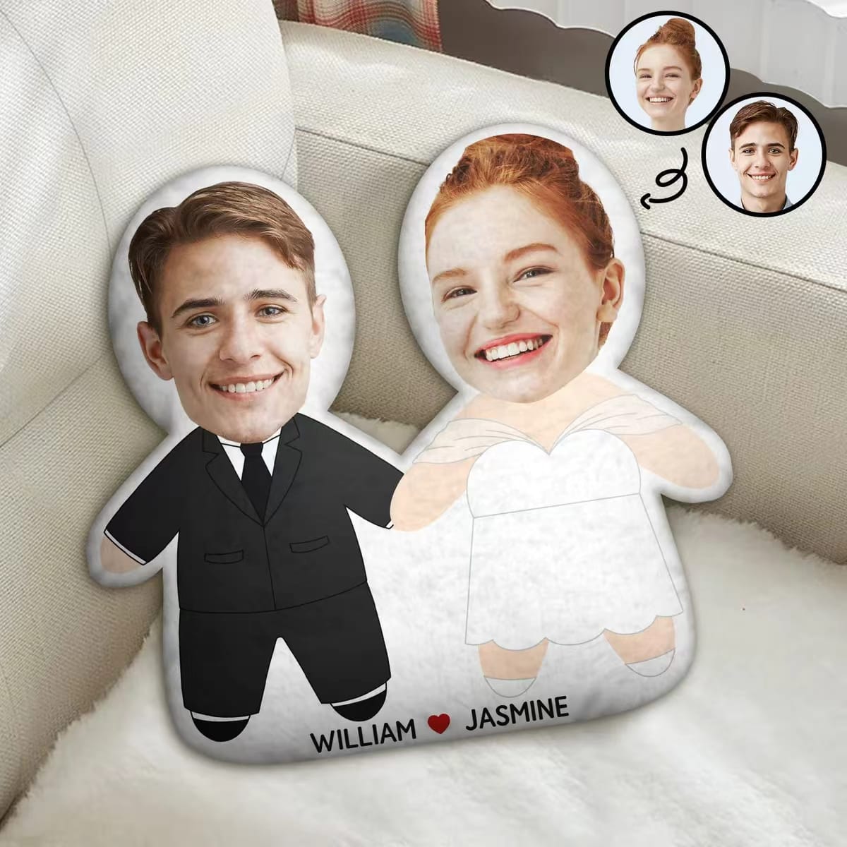Personalized Photo DIY Humanoid Cushion Couple Toys Dolls Stuffed Boyfriend Face Pillow Doll Custom Father Mother Lifesize Picture Cushion - Image 1