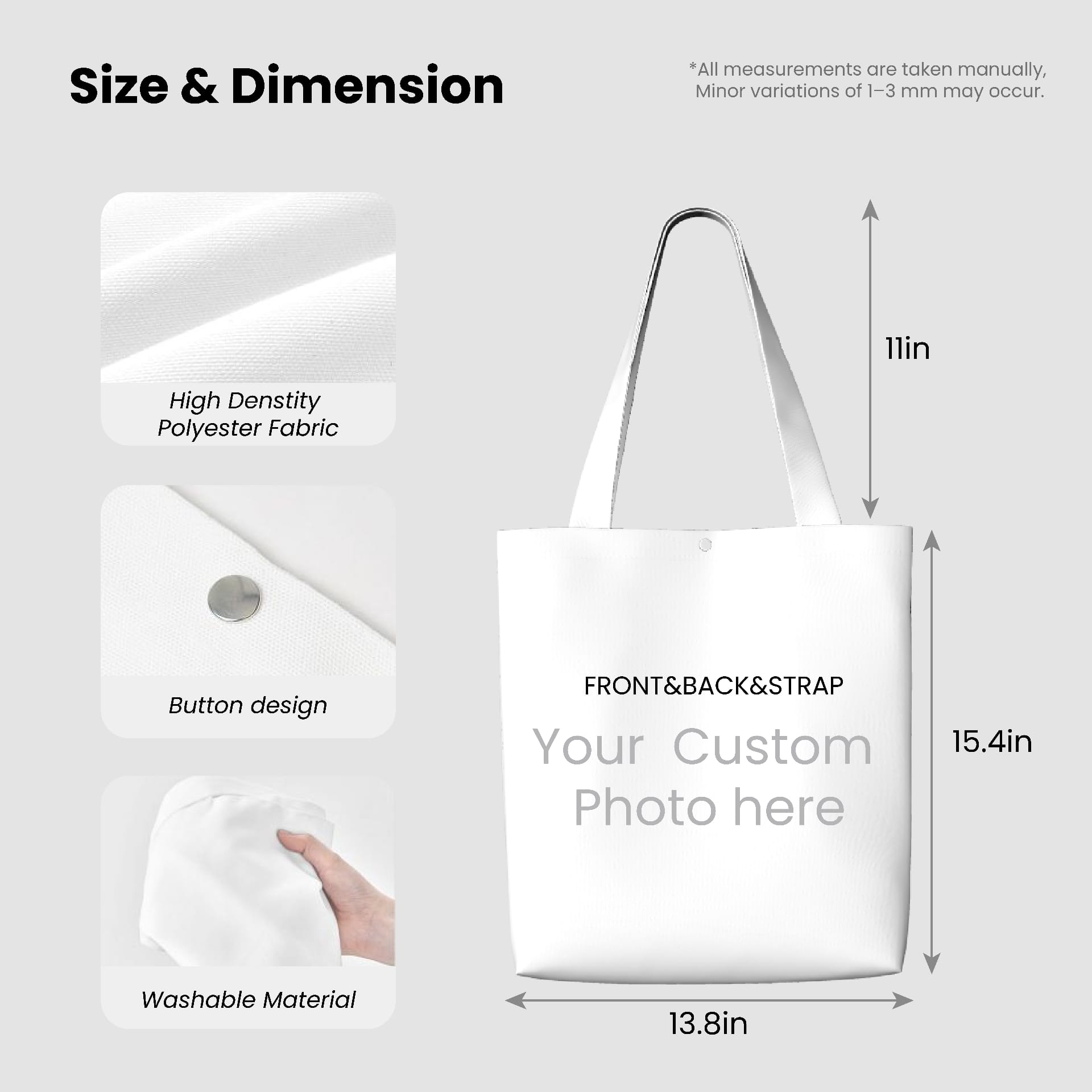 Personalized Canvas Tote Bag – Custom Printed Eco Reusable Bag for Shopping, Books, Work, Everyday Use - Image 2