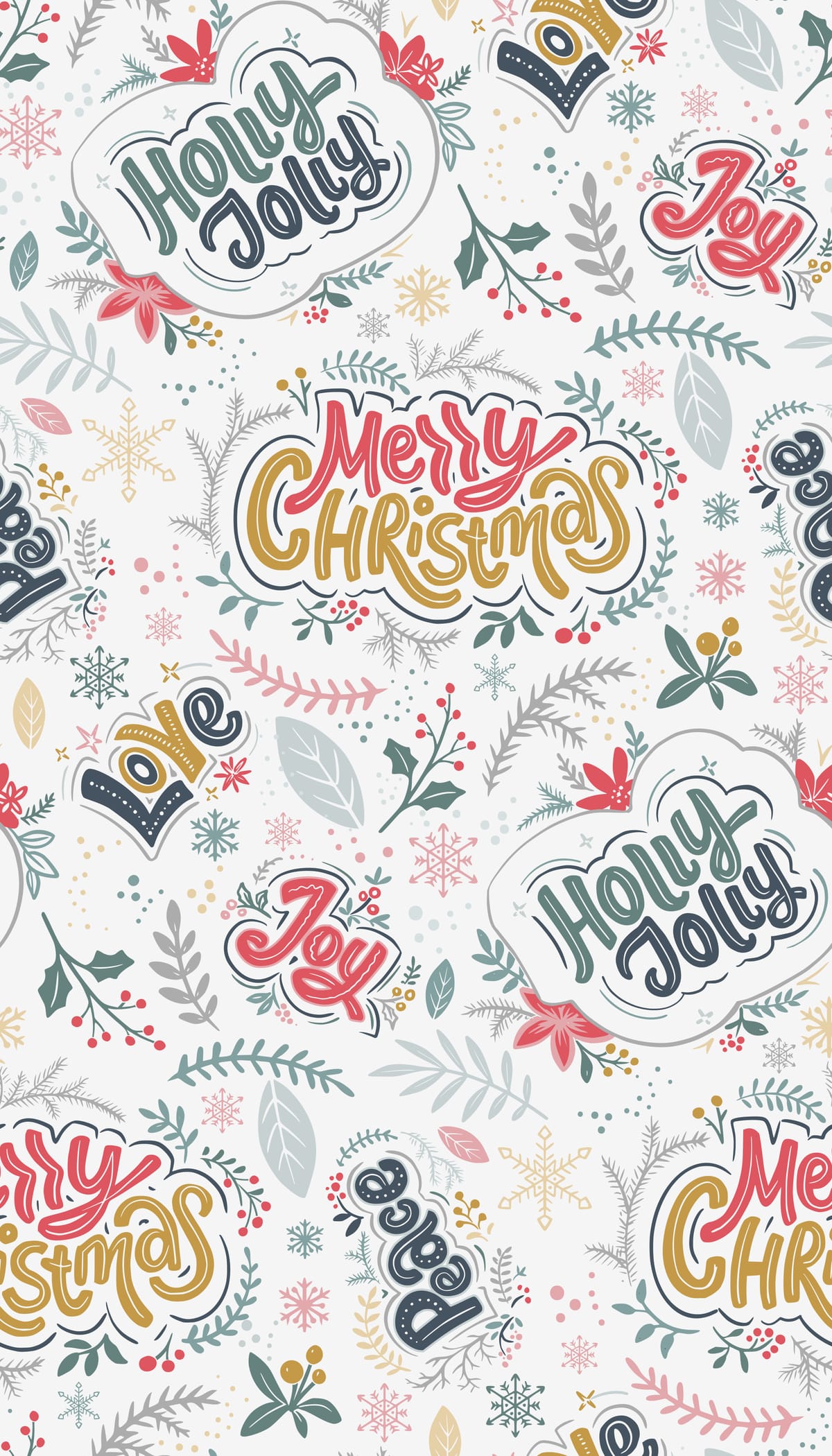 Folk Christmas Lettering Seamless Pattern – Joy & Peace2