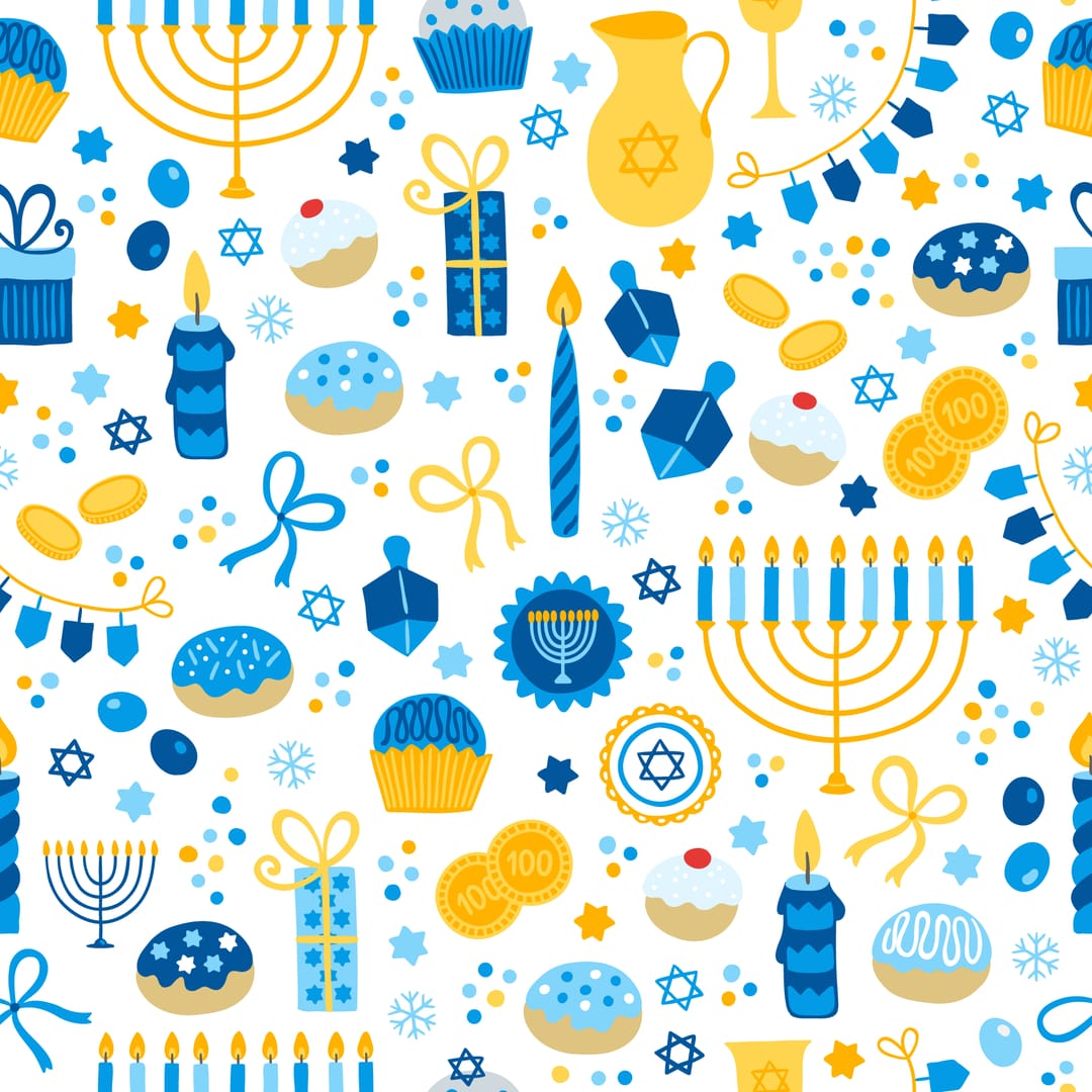 Blue & Yellow Festive Pattern with Sweets