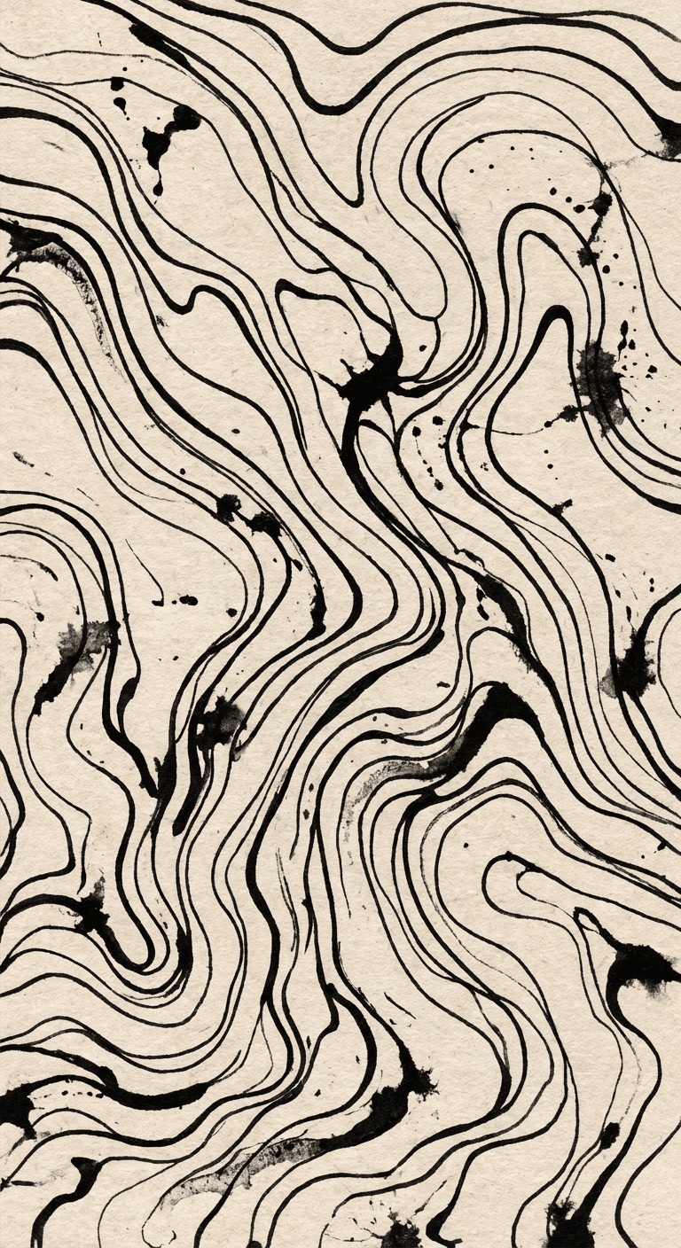Flowing Organic Contours in Black Ink