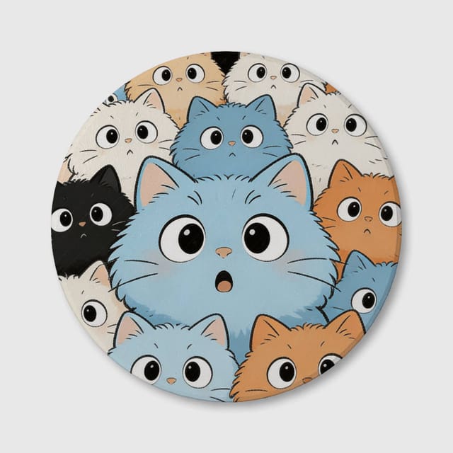 Cute Cartoon Cat Ceramic Coaster for Cat Lovers Daily Use