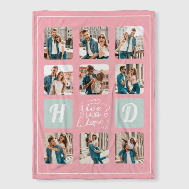 Custom Photo Collage Throw Blanket for Couples Anniversary Gifts