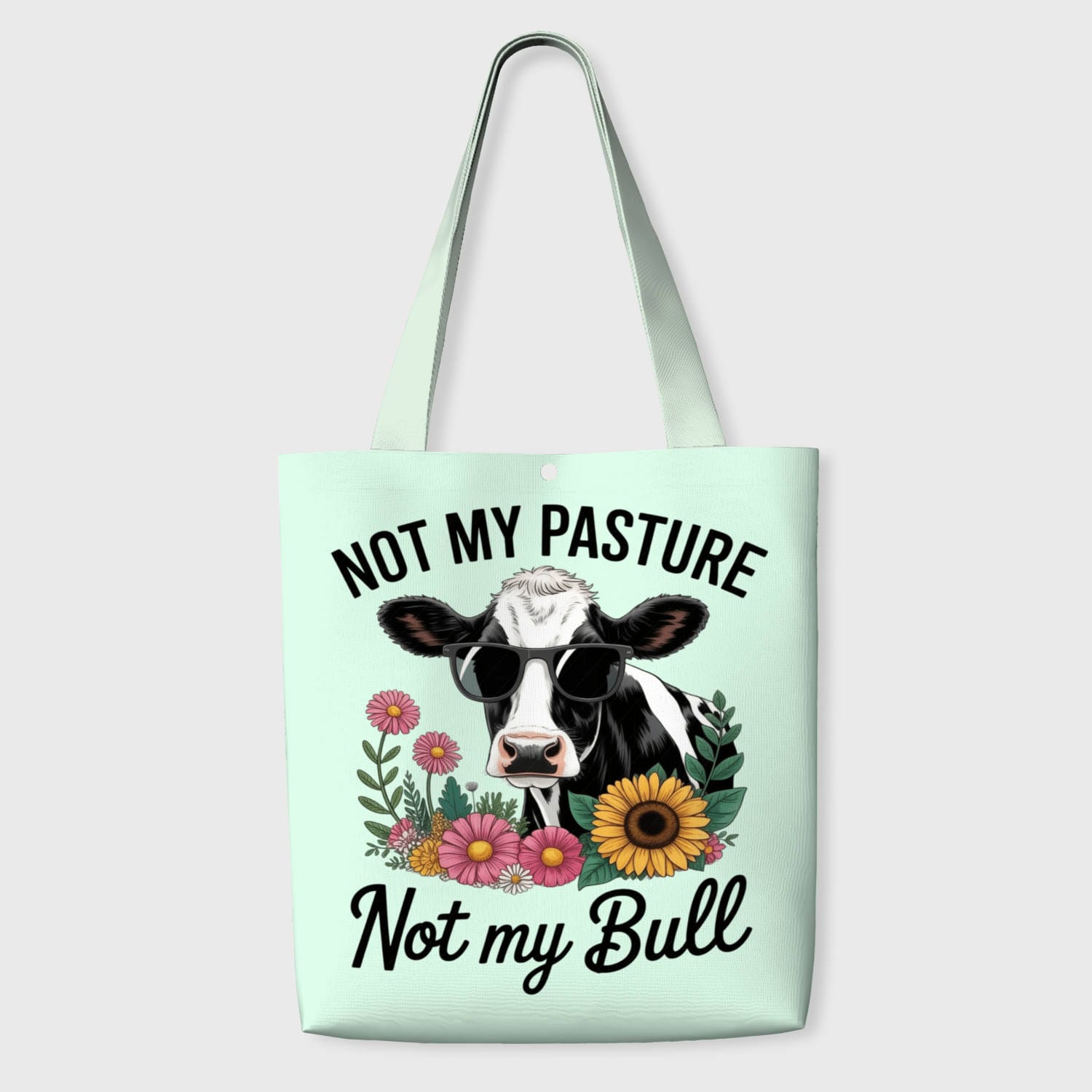 Funny Floral Cow Tote Bag for Cow Lover Daily Gift