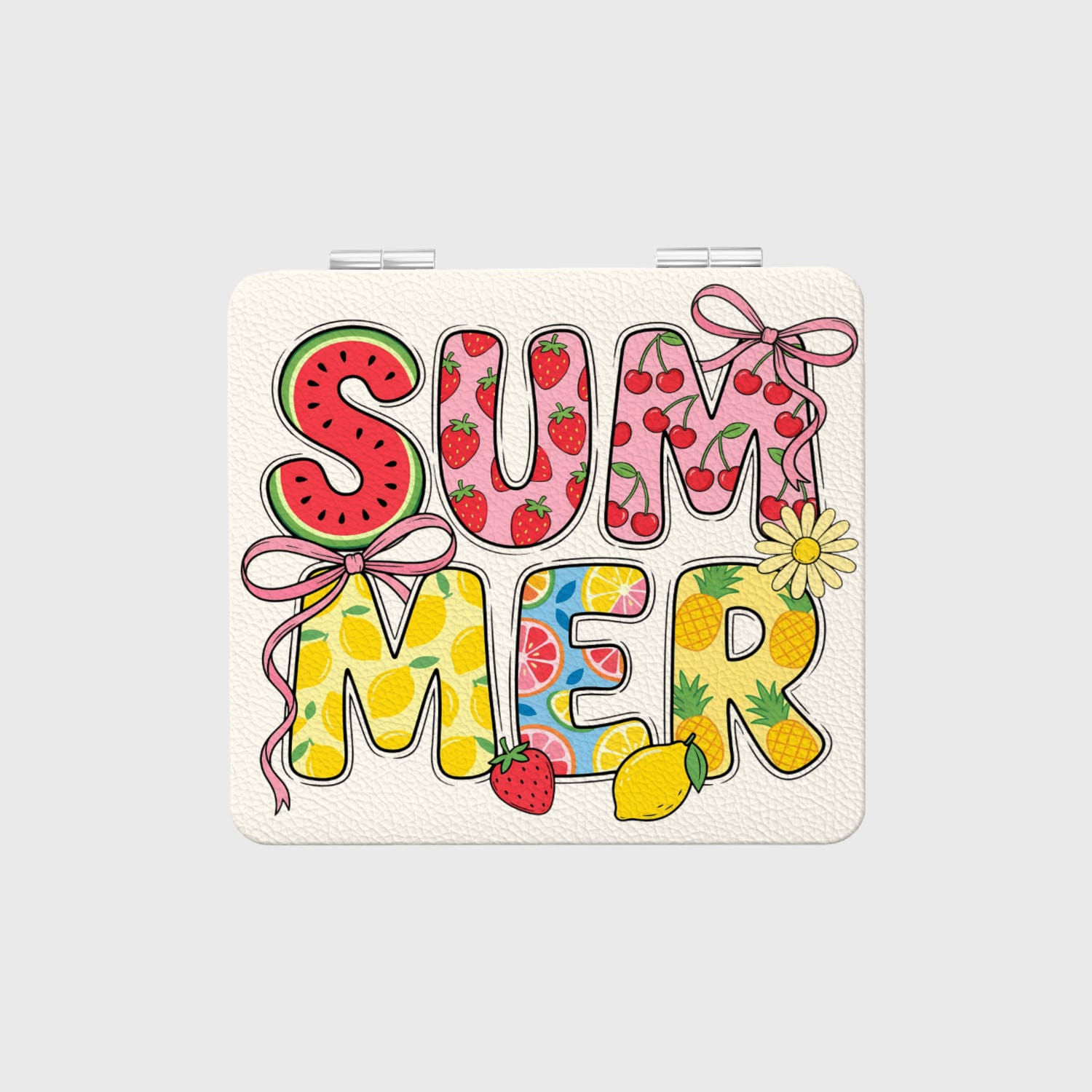 Summer Fruit Print Pocket Makeup Mirror for Women Daily Use