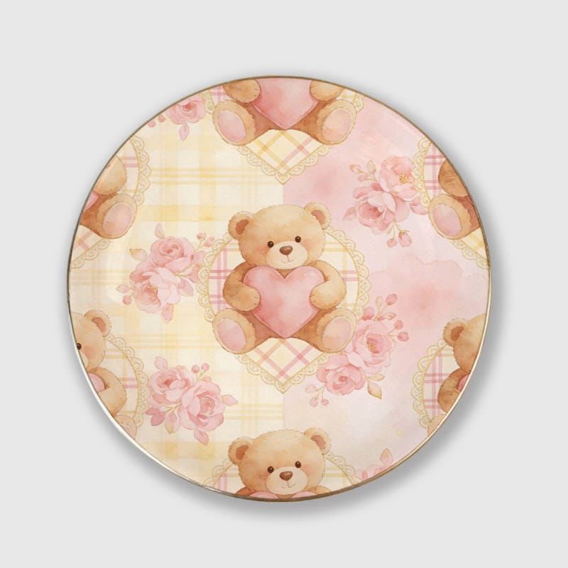 Teddy Bear Floral Trinket Tray for Valentine's Gift