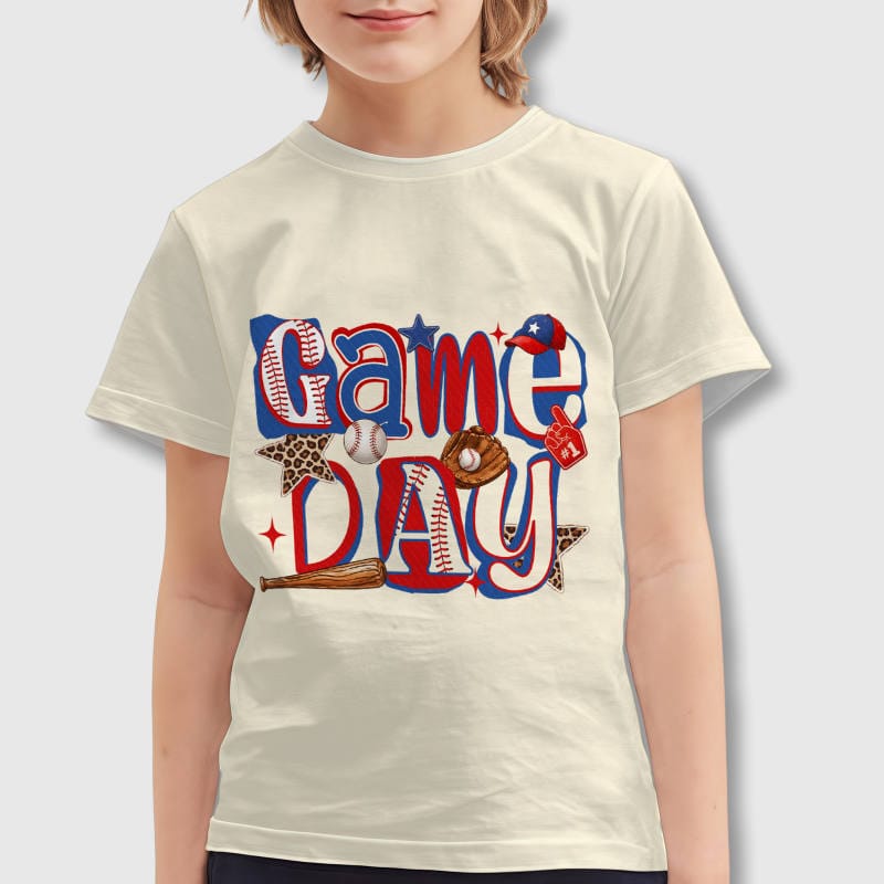 Retro Game Day Baseball Kids T-Shirt for Young Sports Fans