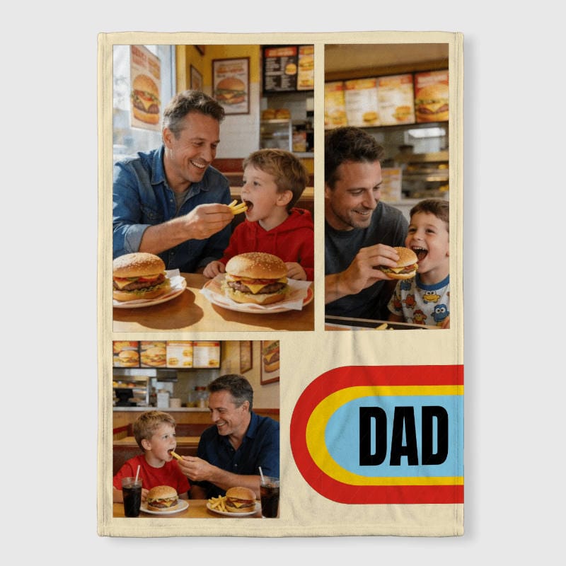 Custom Photo Collage Fleece Blanket for Dad Father's Day Gift