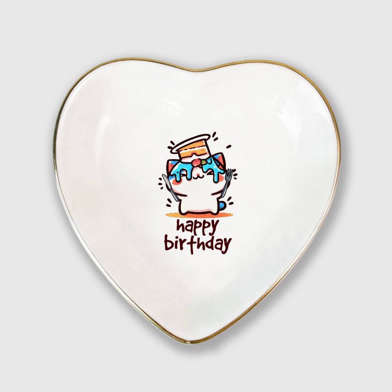 Cute Birthday Cat Heart Trinket Dish for Cat Lovers Birthday Gift