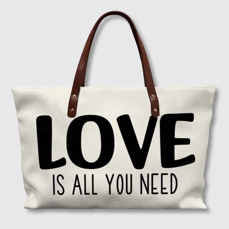 Love Quote PU Leather Tote Bag for Her Valentine's Gift