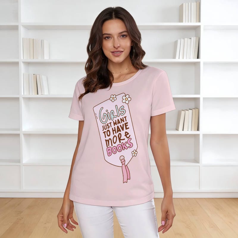 Book Lover Quote Short Sleeve T-Shirt for Women Daily Wear