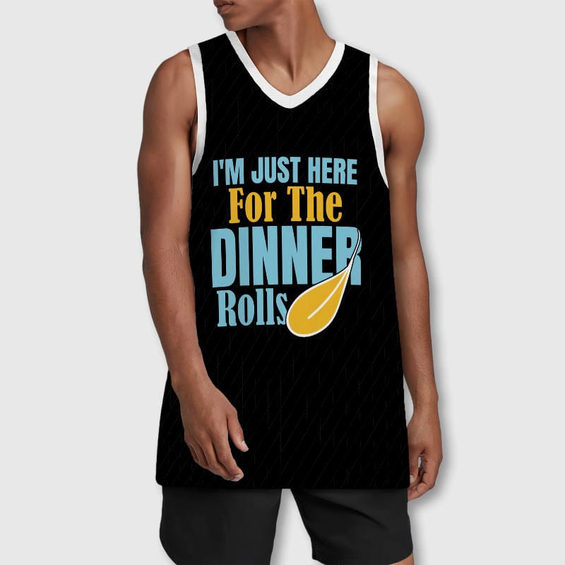 Funny Dinner Rolls Basketball Jersey for Men Thanksgiving Gift