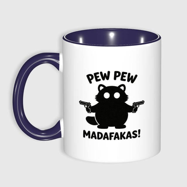 Funny Pew Pew Raccoon Coffee Mug for Pet Lovers Gift