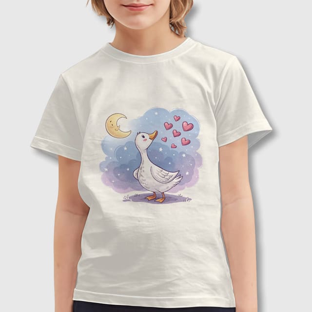 Cute Duck Heart Print Kids T-Shirt for Valentine's Day Wear