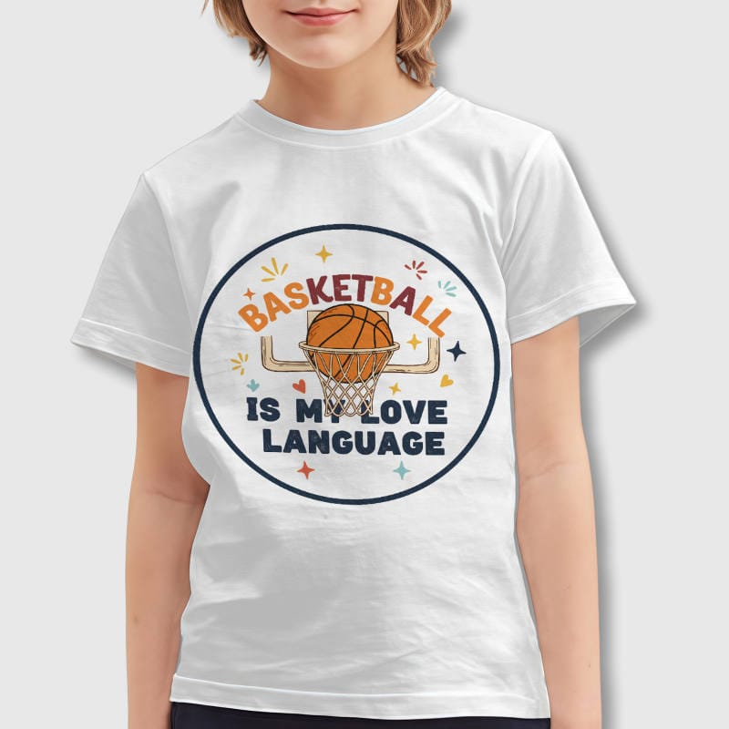 Basketball Love Language Kids T-Shirt for Boys Girls Gift Wear