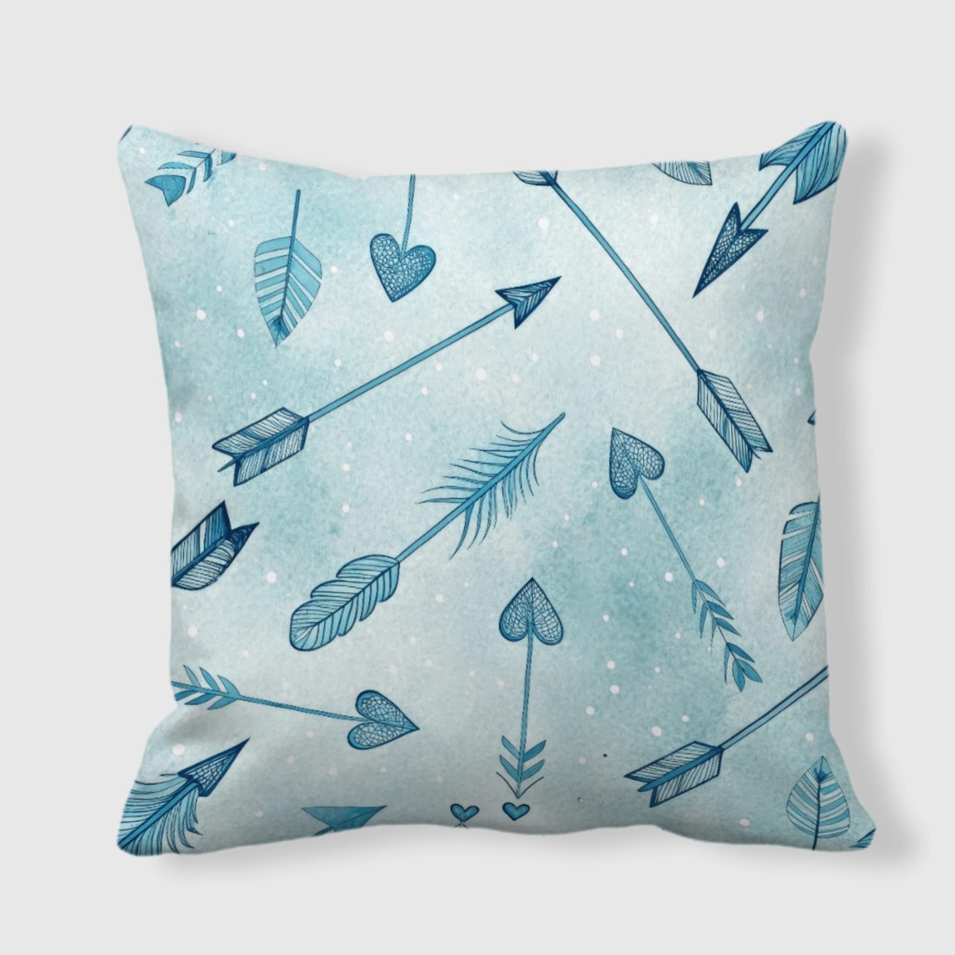 Boho Arrow Heart Print Satin Throw Pillow for Valentine Gift