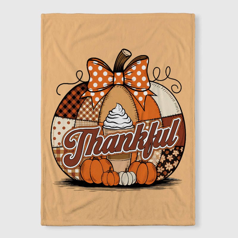 Patchwork Pumpkin Fleece Blanket for Thanksgiving Gift
