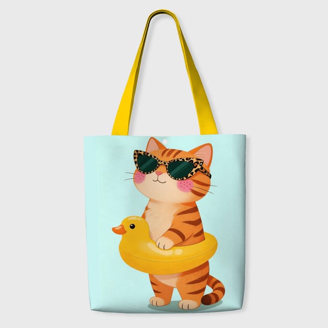 Cute Ginger Cat Tote Bag For Cat Lovers Summer Gift