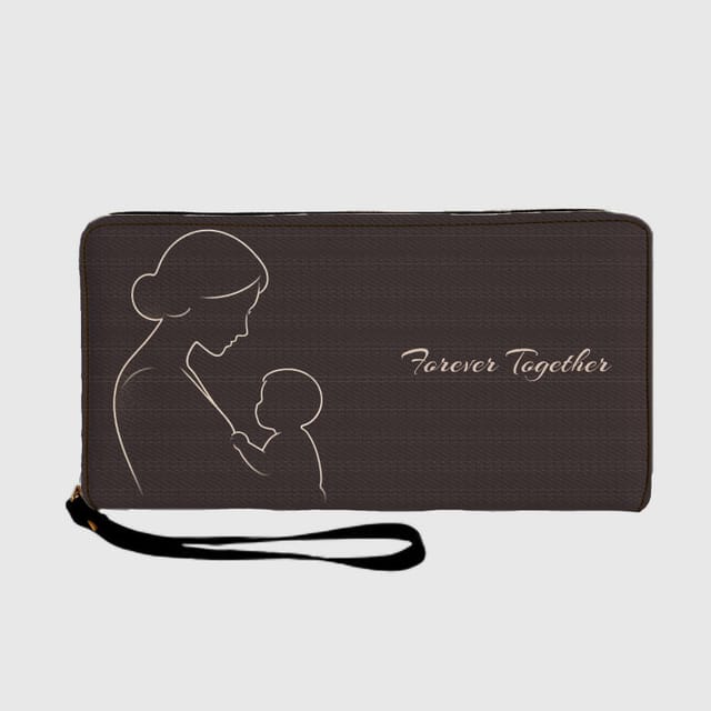 Minimalist Mom Baby Line Art Zip Wristlet Wallet for Mom Gift