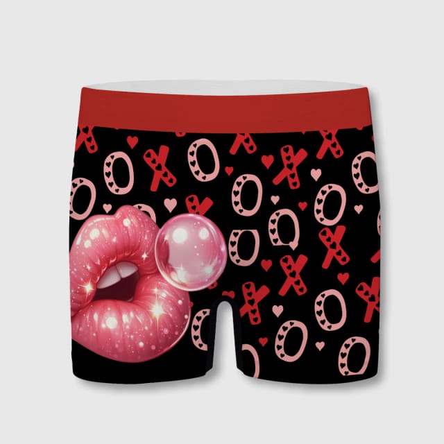 Bubblegum Lips XOXO Men's Boxer Briefs for Valentine's Gifts