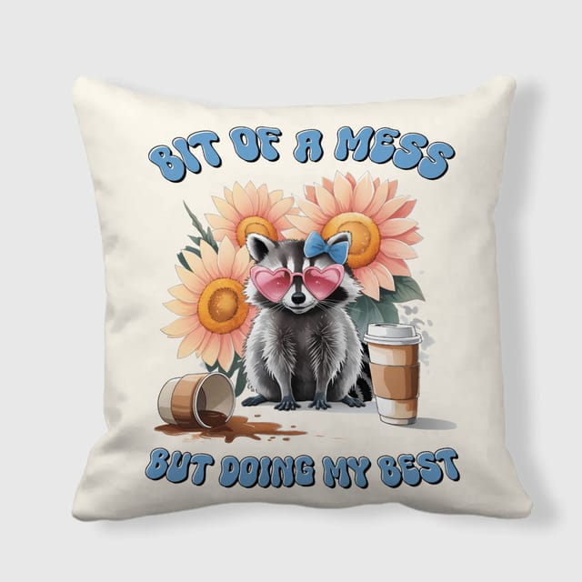 Funny Raccoon Throw Pillow for Pet Lovers Gift