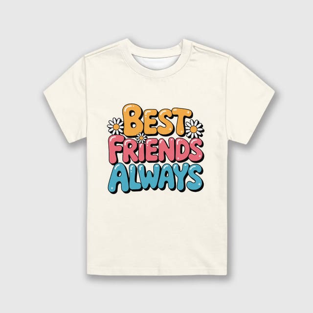 Retro Floral Best Friends Kids T-Shirt for Boys Girls Friendship Gift