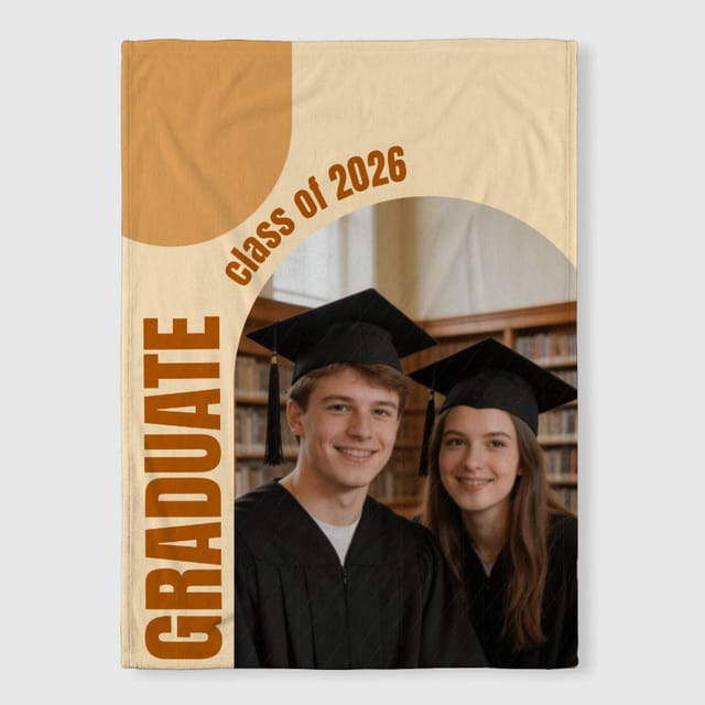 Custom Graduation Photo Fleece Blanket for 2026 Grads Gift