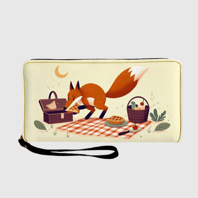 Cute Picnic Fox Wristlet Wallet for Pet Lovers Birthday Gift